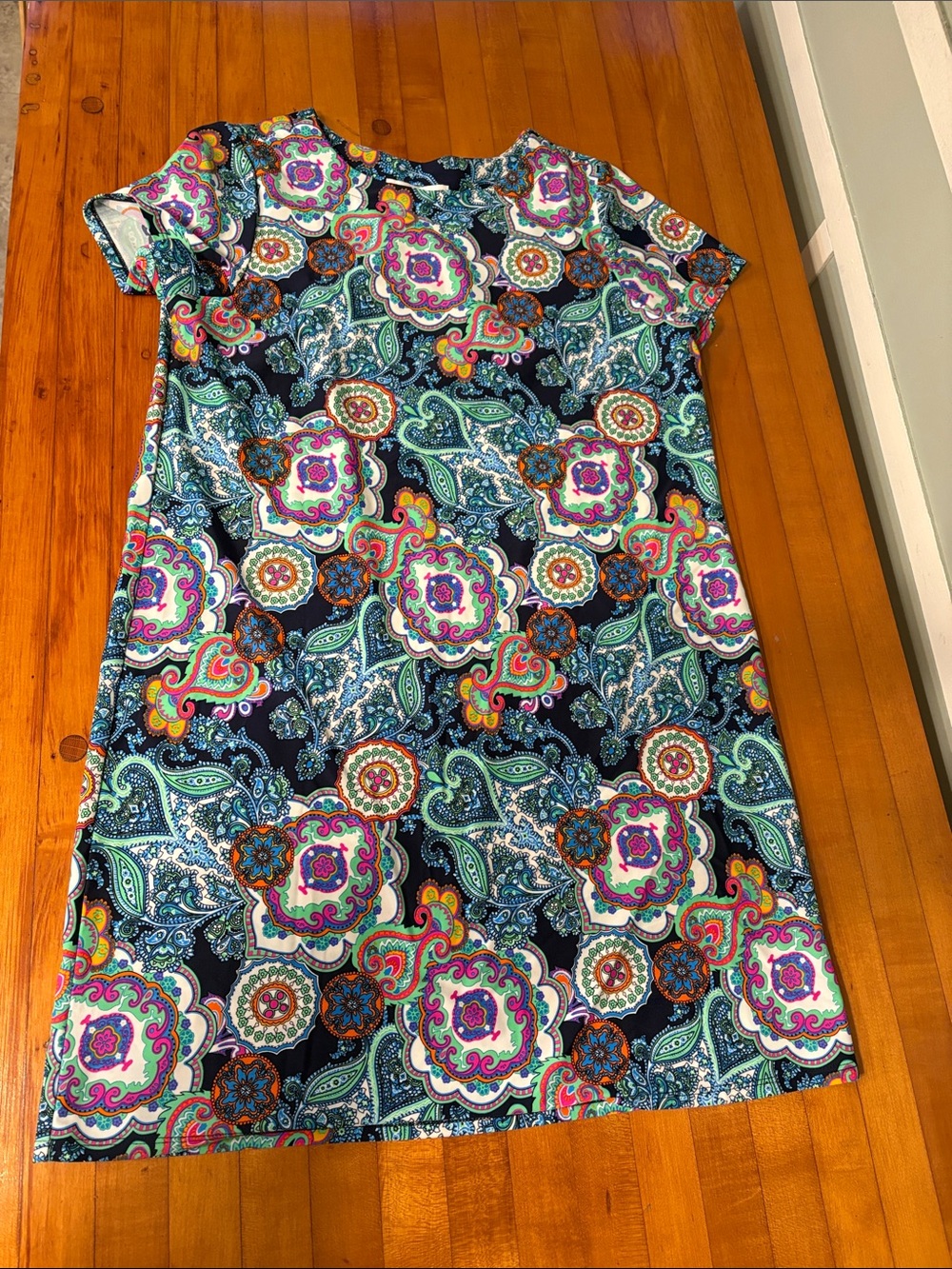 Jude Connally Navy Multicolor Paisley Shift Mini Dress
